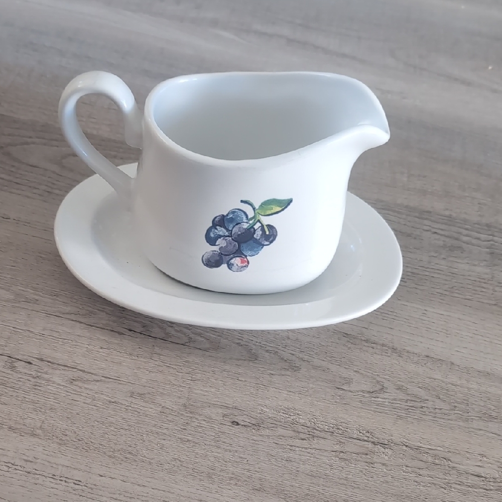 Corelle Stoneware Gravy Boat with Blueberry Motif